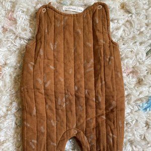 Fin & Vince Organic Quilted Coveralls Overalls Wheat Motif